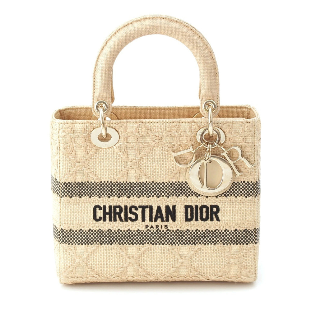 Christian Dior Lady Cannage Raffia Shoulder Handbag